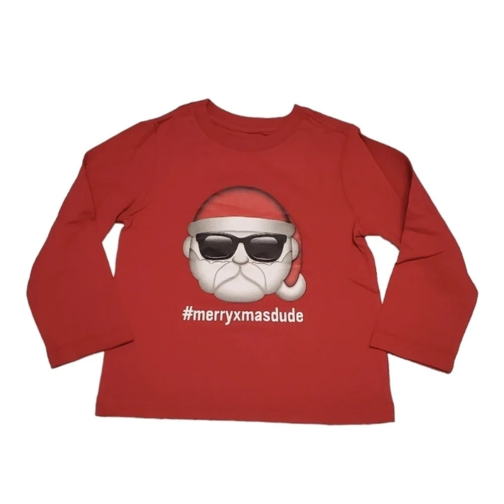 NWT The Children's Place Toddler Boy Santa Emoji Shirt Top 2T